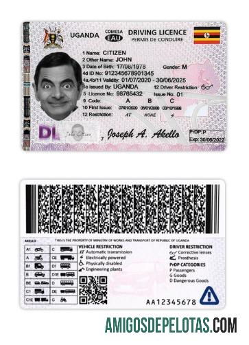 Carta de condução de Uganda 2020 presente amostra